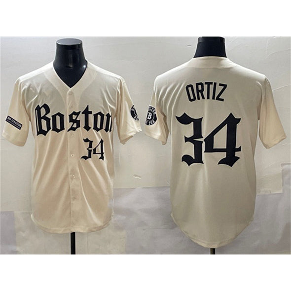 Boston Red Sox #34 David Ortiz Cream Puhics Gothic Vapor Limited Stitched Jersey