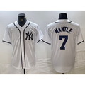New York Yankees #7 Mickey Mantle White Puhics Fashion Cool Base Jersey