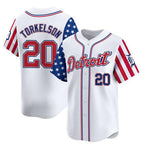 Detroit Tigers #20 Spencer Torkelson White Puhics 2025 Independence Day Vapor Premier Limited Stitched Jersey
