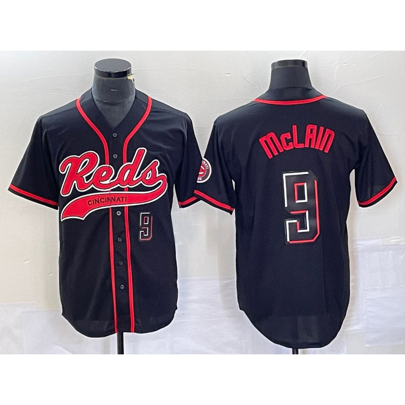 Cincinnati Reds #9 Matt McLain Number Black Puhics 2023 City Connect Cool Base Stitched Jerseys