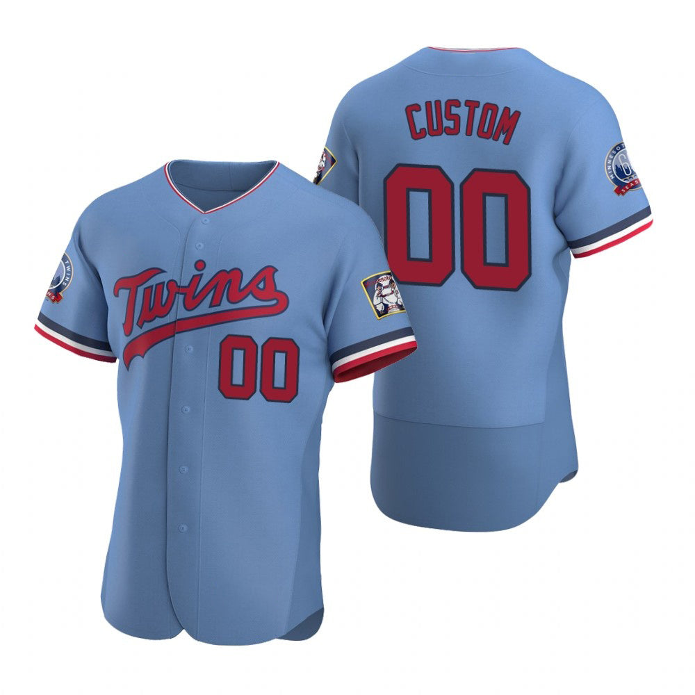 Custom Minnesota Twins Light Blue Puhics Stitched Flex Base Jersey