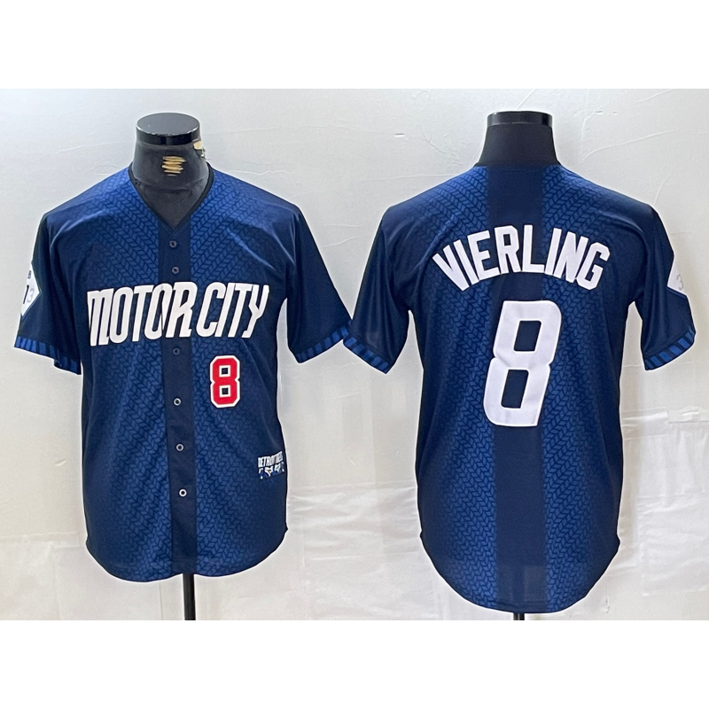 Detroit Tigers #8 Matt Vierling Number Navy Puhics 2024 City Connect Cool Base Limited Stitched Jersey