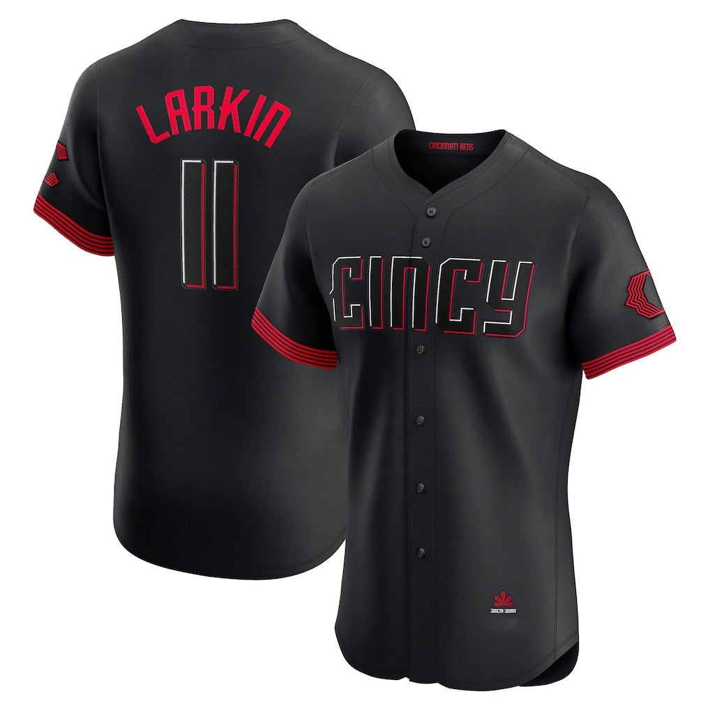 Cincinnati Reds #11 Barry Larkin Black Puhics City Connect Elite Jersey