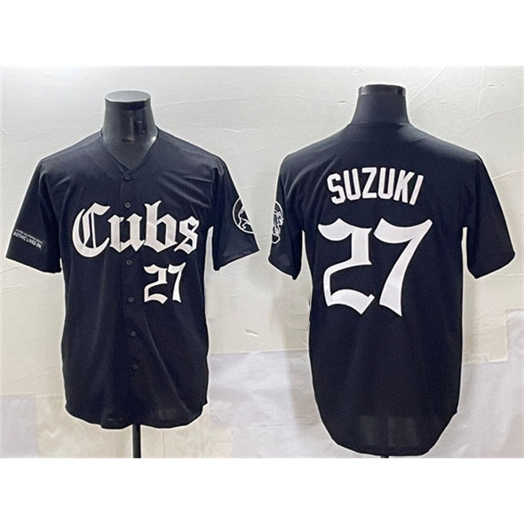 Chicago Cubs #27 Seiya Suzuki Black Puhics 'Gothic North Side Edition' Vapor Premier Limited Stitched Jersey