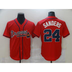 Atlanta Braves #24 Deion Sanders Red Puhics Game Jerseys