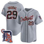 Detroit Tigers #29 Tarik Skubal Gray Puhics Logo Patch Vapor Premier Limited Stitched Jersey