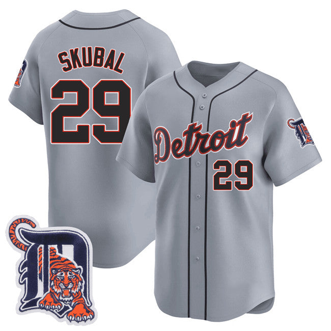 Detroit Tigers #29 Tarik Skubal Gray Puhics Logo Patch Vapor Premier Limited Stitched Jersey