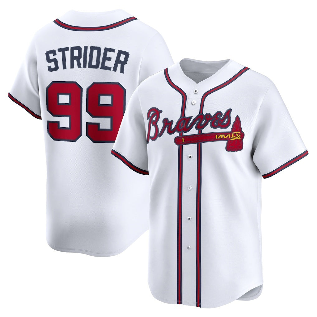 Atlanta Braves #99 Spencer Strider White Puhics Home Limited Player Jersey