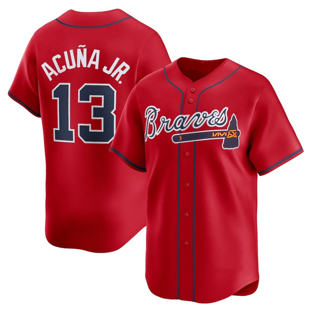 Atlanta Braves #13 Ronald Acu?a Jr. Red Puhics Alternate Limited Player Jersey