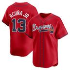 Atlanta Braves #13 Ronald Acu?a Jr. Red Puhics Alternate Limited Player Jersey