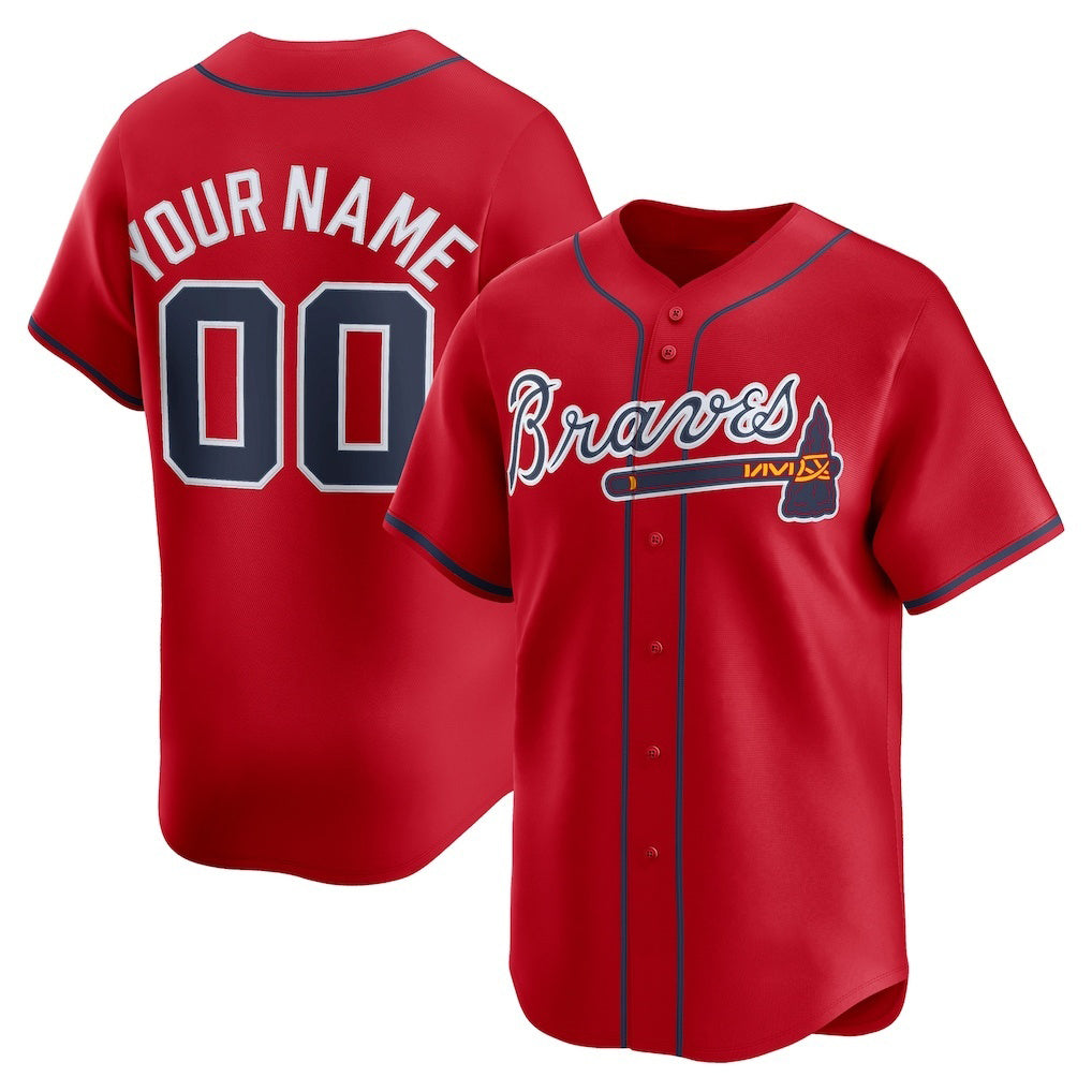 Custom Atlanta Braves Red Puhics Alternate Limited Jersey