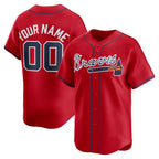Custom Atlanta Braves Red Puhics Alternate Limited Jersey