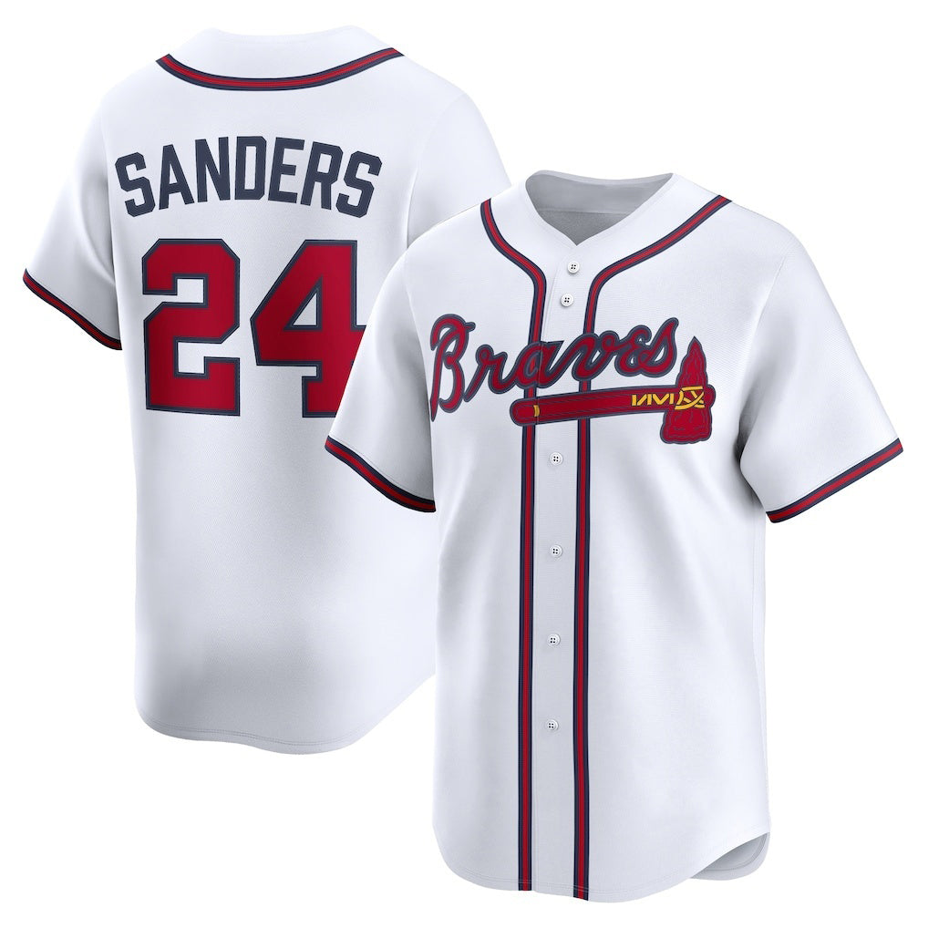 Atlanta Braves #24 Deion Sanders White Puhics Limited Player Jersey