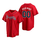 Custom Atlanta Braves Red Puhics 2020 Stitched Cool Base Jersey