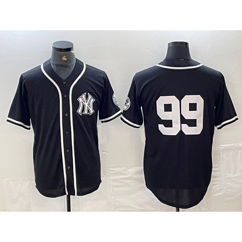 New York Yankees #99 Aaron Judge No Name Black White Puhics Cool Base Stitched Jersey