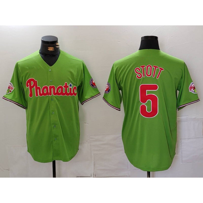 Philadelphia Phillies #5 Bryson Stott Green Puhics With Patch Stitched Cool Base Jersey