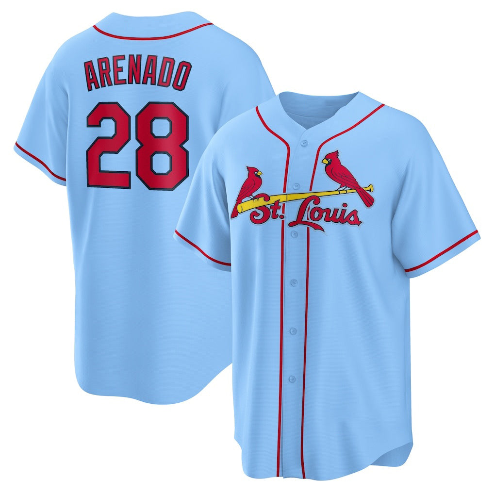 St. Louis Cardinals #28 Nolan Arenado Light Blue Puhics Alternate Official Replica Player Jersey