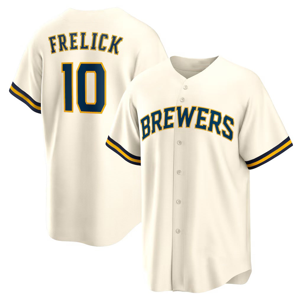Milwaukee Brewers #10 Sal Frelick Cream Puhics Home Replica Player Jersey