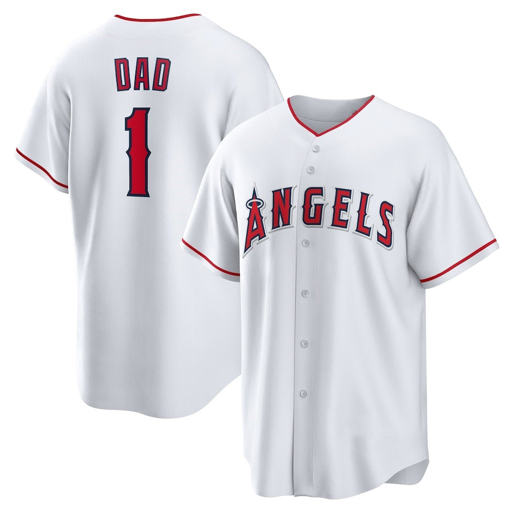Los Angeles Angels #1 Dad White Puhics Home Replica Jersey