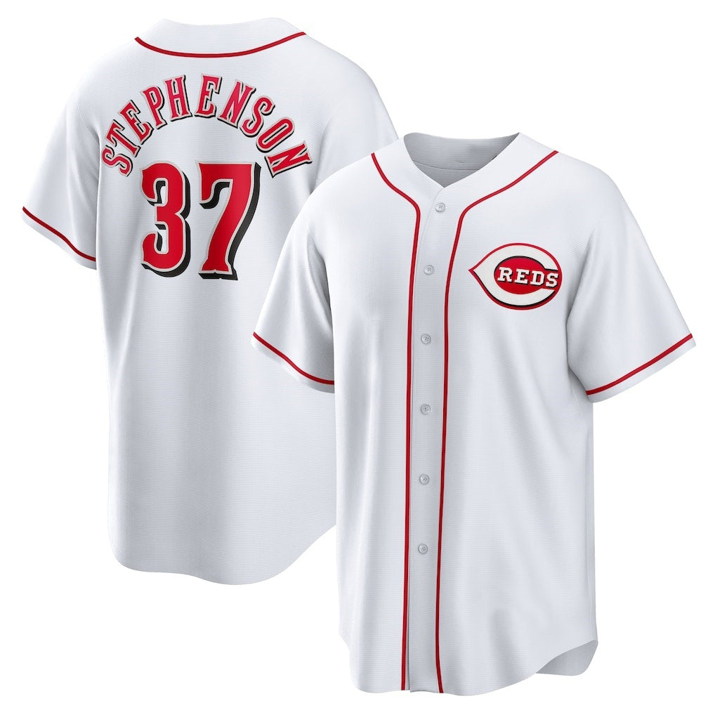 Cincinnati Reds #37 Tyler Stephenson White Puhics Home Replica Jersey