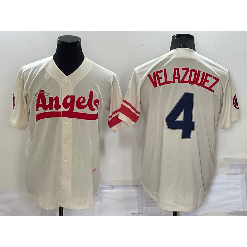Los Angeles Angels #4 Andrew Velazquez Cream Puhics 2022 City Connect Cool Base Stitched Jersey