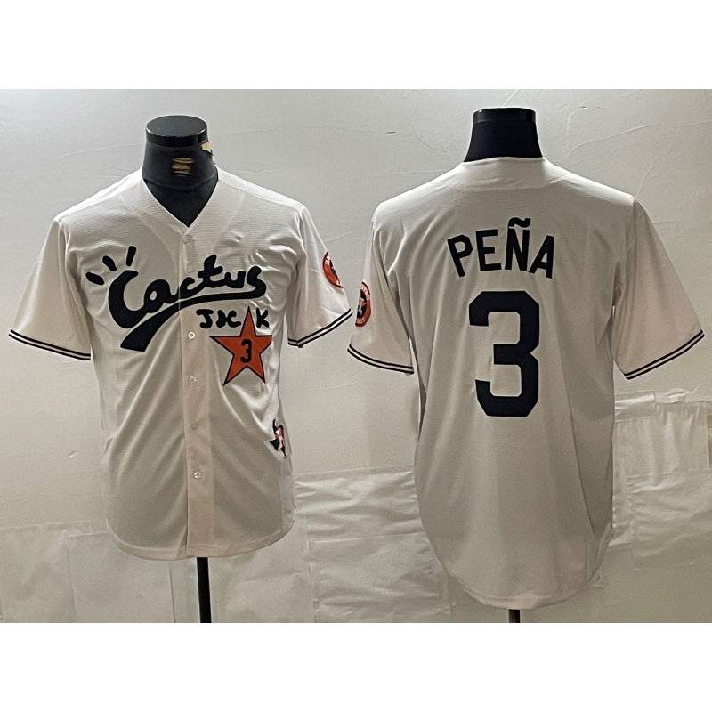 Houston Astros #3 Jeremy Pena Cream Puhics Cactus Jack Vapor Premier Stitched Jersey