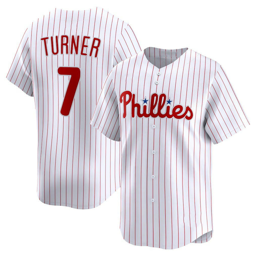 Philadelphia Phillies #7 Trea Turner White Puhics Home Limited Player Jersey
