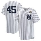New York Yankees #45 Gerrit Cole White Puhics 2024 World Series Cool Base Stitched Jersey