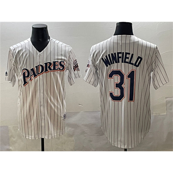 San Diego Padres #31 Dave Winfield White Puhics Throwback With Patch Cool Base Stitched Jersey