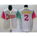 San Diego Padres #2 Xander Bogaerts White Puhics NEW 2023 City Connect Cool Base Stitched Jersey 3