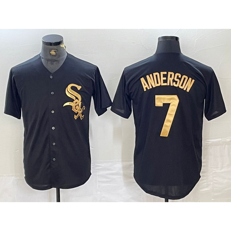 Chicago White Sox #7 Tim Anderson Black Gold Puhics Cool Base Stitched Jersey