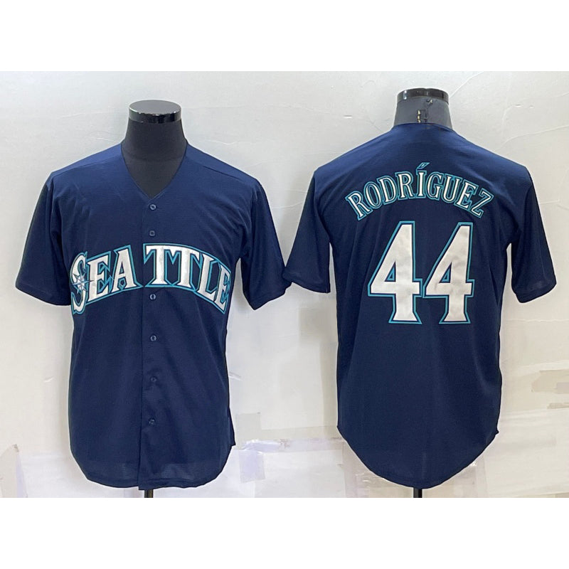 Seattle Mariners #44 Julio Rodriguez Navy Blue Puhics Stitched Cool Base Jersey