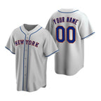 Custom New York Mets Gray Puhics Stitched Cool Base Road Jersey
