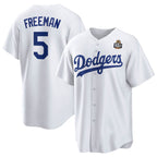 Los Angeles Dodgers #5 Freddie Freeman White Puhics 2024 World Series Cool Base Stitched Jersey