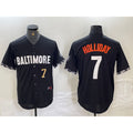 Baltimore Orioles #7 Jackson Holliday Number Black Puhics 2023 City Connect Cool Base Stitched Jersey