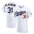Los Angeles Dodgers #31 Tyler Glasnow White Puhics 2026 Gold Collection Authentic Jersey