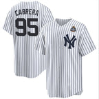 New York Yankees #95 Oswaldo Cabrera White Puhics 2024 World Series Cool Base Stitched Jersey