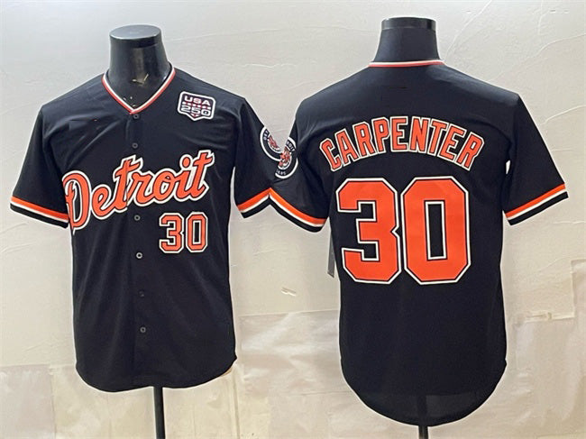 Detroit Tigers #30 Kerry Carpenter Black Puhics 2026 Alternate USA 250' Patch Vapor Premier Limited Stitched Jersey