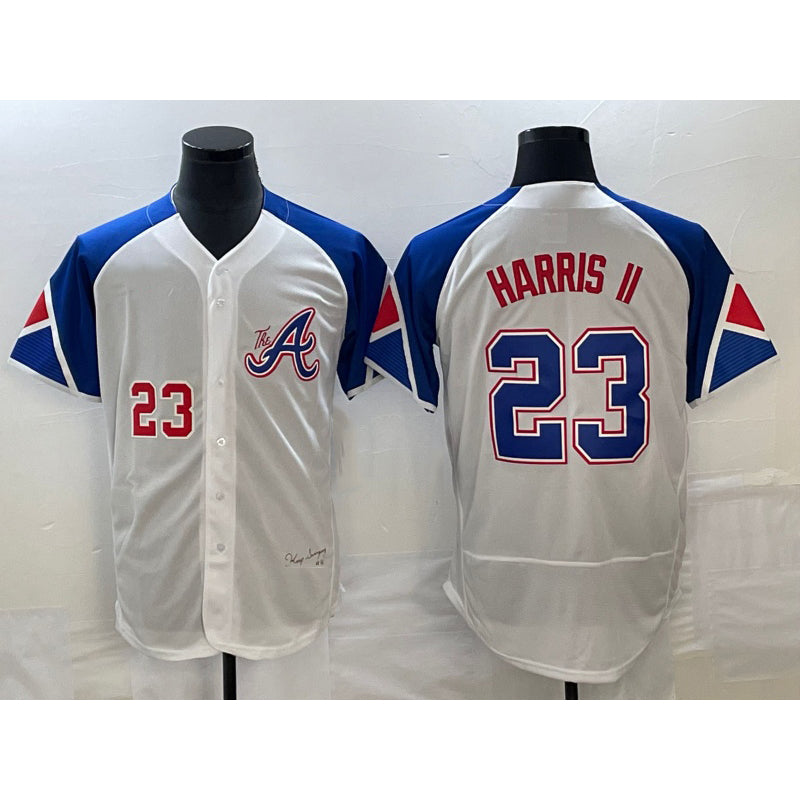 Atlanta Braves #23 Michael Harris II Number White Puhics 2023 City Connect Flex Base Stitched Jersey 3
