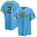 Milwaukee Brewers #2 Brice Turang Blue Puhics 2022 City Connect Cool Base Stitched Jersey