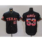 Texas Rangers #53 Adolis Garcia Black Puhics Rainbow Mexico Cool Base Stitched Jersey