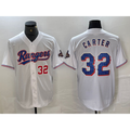 Texas Rangers #32 Evan Carter Number White Puhics 2023 World Series Champions Cool Base Jersey 2