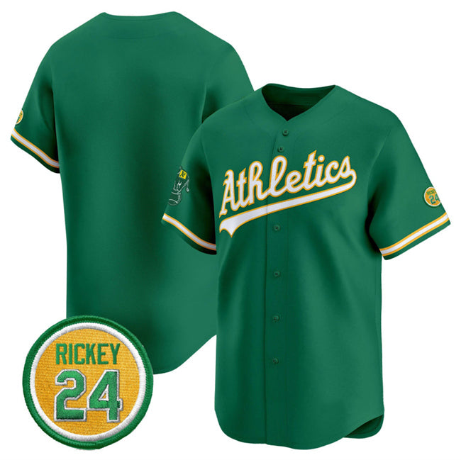 Oakland Athletics Blank Green Puhics 2024 Limited With Rickey Henderson Patch Stitched Jersey