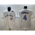 Toronto Blue Jays #4 George Springer White Puhics 2025 World Series Home Cool Base Stitched Jersey