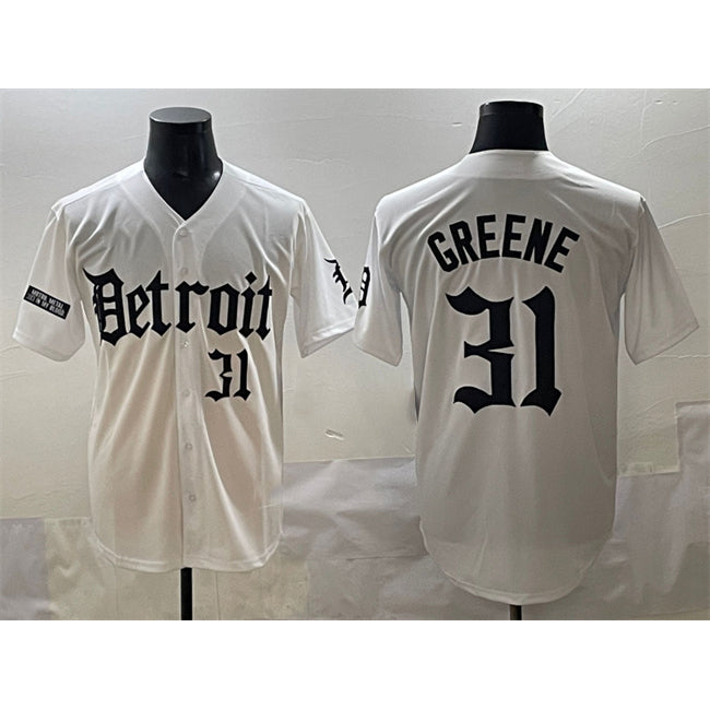 Detroit Tigers #31 Riley Greene White Puhics 'Motor Gothic Edition' Vapor Premier Limited Stitched Jersey