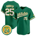 Oakland Athletics #25 Brent Rooker Green Puhics 2024 Limited With Rickey Henderson Patch Stitched Jersey