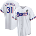 Texas Rangers #31 Max Scherzer 2023 White Puhics World Series Stitched Jersey