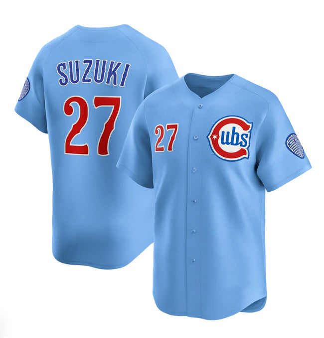 Chicago Cubs #27 Seiya Suzuki Blue Puhics 2024-25 2nd Alternate Limited Stitched Jersey