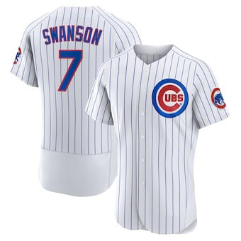 Chicago Cubs #7 Dansby Swanson White Puhics Home Stitched Flex Base Jersey