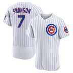 Chicago Cubs #7 Dansby Swanson White Puhics Home Stitched Flex Base Jersey